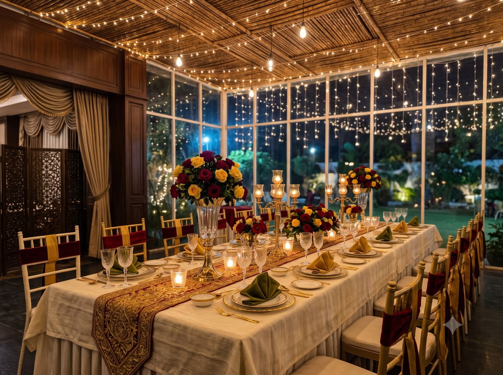 Intimate private dining table with fine Hyderabadi cuisine